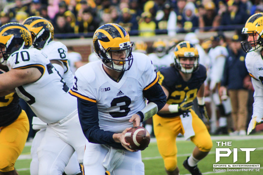 Wilton Speight (shown here during the 2016 spring game) led Michigan to a 63-3 win over Hawaii Saturday. Damien Dennis/The Pit