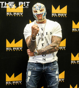 Former WWE Champion and Lucha Underground star Rey Mysterio joined producer Dorian Roldan for a press roundtable at C2E2. Stephanie Sokol/The Pit