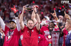 Indiana head coach Curt Cignetti hold celebrates the Hoosiers' Big Ten Championship victory over Ohio State, 13-10, at Lucas Oil Stadium in Indianapolis on Saturday, Dec. 6, 2025. (Damien Dennis/TPM)