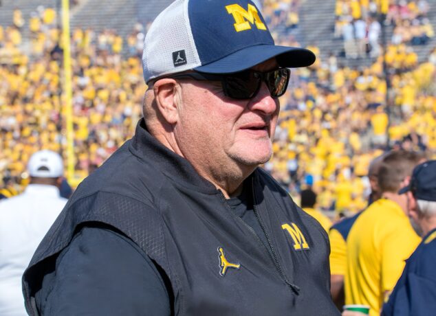 Michigan interim coach Biff Poggi during the 2025 season at Michigan Stadium in Ann Arbor. (Tony Patroske/TPM)