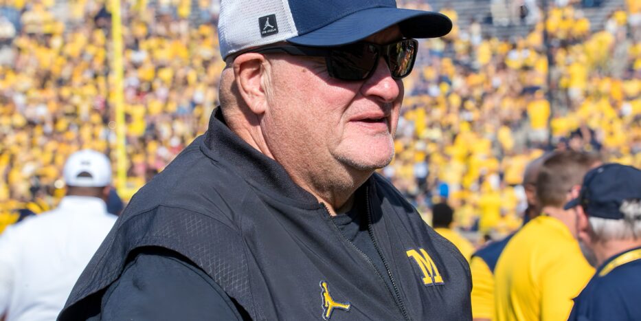 Michigan interim coach Biff Poggi during the 2025 season at Michigan Stadium in Ann Arbor. (Tony Patroske/TPM)